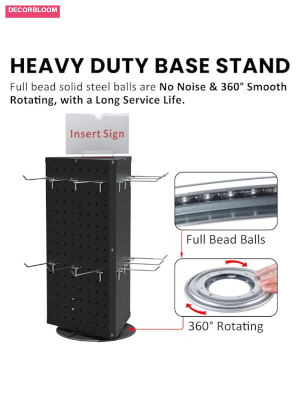 Rotating Pegboard Display Stand with 18 Hooks, 360 Degree Spinning Countertop - Picture 4 of 6